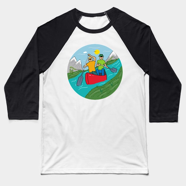 Canoeing Baseball T-Shirt by Mark Ewbie